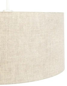 Stoffen Eettafel / Eetkamer Landelijke hanglamp wit met katoenen kap lichtgrijs 50 cm - Combi Modern, Landelijk, Klassiek / Antiek E27 rond Binnenverlichting Lamp