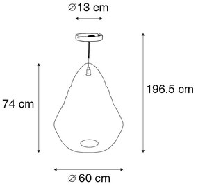 Eettafel / Eetkamer Oosterse hanglamp zwart 60cm - NidumOosters E27 rond Binnenverlichting Lamp