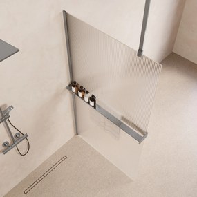 Saniclear Bright inloopdouche 80cm met handdoekhouder en ribbelglas chroom