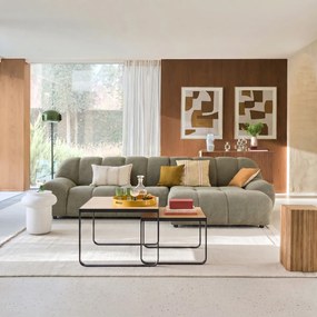 Set van 2 in elkaar schuifbare salontafels, van eikenfineer en staal, BATHI