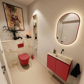 MONDIAZ TURE-DLUX 60cm toiletmeubel Fire. EDEN wastafel Frappe positie rechts. Zonder kraangat. TUREDX60FIRR0FRA