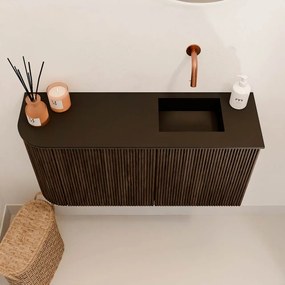 Mondiaz Joya 80cm toiletmeubel ronding links walnut met wastafel faye rechts zonder kraangat urban