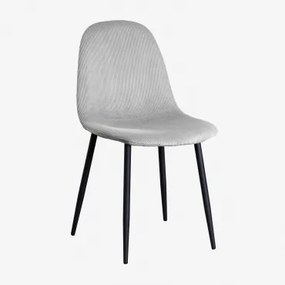 Set Van 4 Glamm Eetkamerstoelen Zwart & Corduroy Nerts Grijs & Pana - Sklum