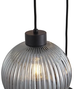 Design hanglamp zwart met smoke glas 5-lichts - Ana