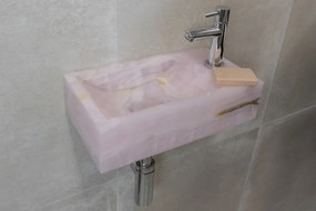 Saniclear Pink Onyx fonteinset met rechte kraan in chroom