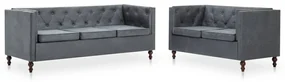 vidaXL Bankstel Chesterfield-stijl stoffen bekleding grijs 2-delig