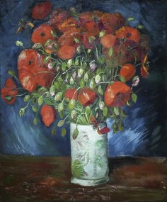 Kunstreproductie Vase with Poppies (1886), Vincent van Gogh