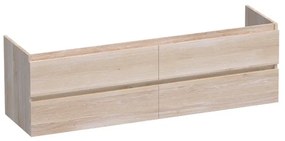 BRAUER Solution Wastafelonderkast - 160x46x50cm - 4 softclose greeploze lades - 2 sifonuitsparing - hout - white oak OK-MES160WO