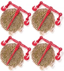 VEVOR kettingspanset, 5/16 inch spanset met een werkbelasting van 3000 kg en twee bevestigingshaken, inclusief (4) ratelspanbanden – (4) 53 cm lange kettingen van klasse 80, transportpakket voor trekken en slepen