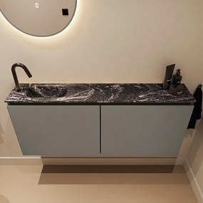 Mondiaz Ture DLux toiletmeubel 120cm smoke met wastafel lava links met kraangat