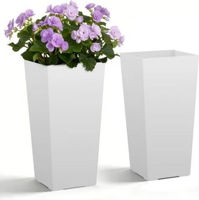 VEVOR Bloempot 300x300x550 mm 2-delige set, bloempot, plantenbak, PP plantenbak met binnenpot en drainagegaten, geschikt voor kamer- en tuinplanten, wit