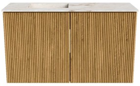 Mondiaz Joya DLux 70cm toiletmeubel oak met wastafel faye links zonder kraangat frappe