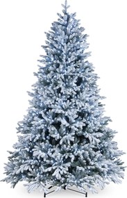 Snowy Hamilton kunstkerstboom - 213 cm - groen - Diameter 140 cm - 3.929 tips - 600 ledlampjes - besneeuwd - metalen voet
