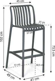 Barstoel Kunststof Grijs-antraciet Domani Furniture Alba  antracite