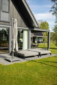 Mexico 2-persoons Sunbrella ligbed + bijzettafel - Lichtgrijs