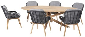 4 Seasons Outdoor Lugano dining set teak met Prado tafel ovaal blad 240 x 115 cm * Sale *  Tuinset    houtkleur weerbestendig