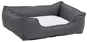 vidaXL Hondenmand linnen-look 85,5x70x23 cm fleece grijs en wit