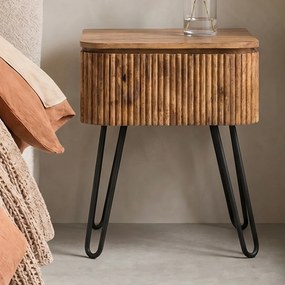 Nachtkastje Hout Met Ribbels - 45x40x60cm.
