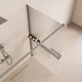 Saniclear Metric inloopdouche 110cm met handdoekhouder en ribbelglas RVS