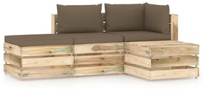 vidaXL 4-delige Loungeset met kussens groen geïmpregneerd hout