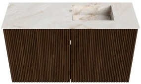 Mondiaz Joya DLux 70cm toiletmeubel walnut met wastafel faye rechts 1 kraangat frappe