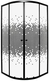 Kerra Pixel douchecabine kwartrond 90x90cm zwart