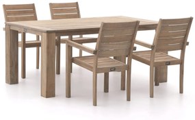 Diningset ROUGH  | 4 personen teakhout | Tuinset stapelbaar | 5-delig | Kees Smit Tuinmeubelen