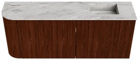 Mondiaz Joya DLux 100cm toiletmeubel ronding links ruby met wastafel faye rechts zonder kraangat glace