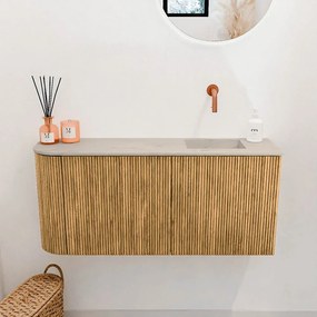 Mondiaz Joya DLux 90cm toiletmeubel ronding links oak met wastafel faye rechts zonder kraangat opalo
