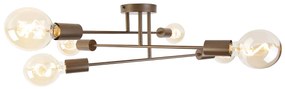 Industriële plafondlamp donkerbrons 6-lichts - Sydney