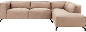 Goossens Bank Calvin beige, micro leer, 3-zits, modern design met ligelement rechts