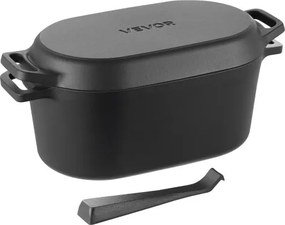 VEVOR geëmailleerde gietijzeren braadpan, 3,31 L braadpan voor het bakken van zuurdesembrood, robuuste kookpan met deksel en handgrepen, geschikt tot 260 °C, broodpan voor stoofschotels om te koken en te frituren