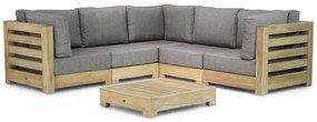 Hoek loungeset 4 personen Teak Old teak greywash  Santika Furniture Santika