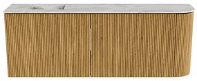 Mondiaz Joya DLux 110cm toiletmeubel ronding rechts oak met wastafel faye links 1 kraangat glace