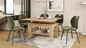 BRAVO artisan eiken – uitschuifbare en in hoogte verstelbare salontafel, tafel met plank