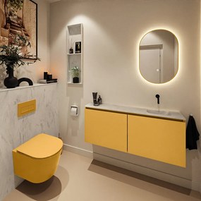 Mondiaz Ture DLux toiletmeubel 120cm ocher met wastafel opalo rechts zonder kraangat