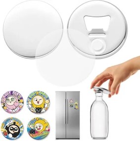 VEVOR Button Machine Accessoires 50-delige set: 75 mm knoopjes, flesopener met magnetische achterkant, metalen behuizing, transparante Mylar-vellen en rond blanco papier voor doe-het-zelfprojecten
