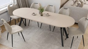 Mazzoni ALMO Kasjmier / zwarte poten - OVALE UITSCHUIFTAFEL 120-220 cm VOOR 10-12 PERSONEN
