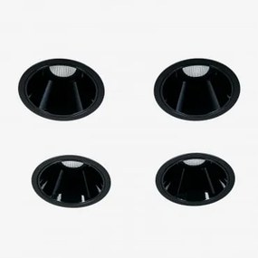 Pack Van 4 Inbouw Led-downlights Met Ronde Frames Ø5 Cm In Aluminium Luisiana Zwart & 3 W & 38º & Wit Koud 4000k - Sklum