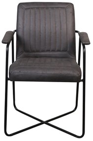 Eetkamerstoel - Henry - lederlook Soft antraciet