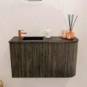 Mondiaz Joya DLux 70cm toiletmeubel ronding rechts shadow met wastafel faye links 1 kraangat lava