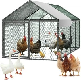 VEVOR Kippenhok, 1x2x1 m, Kippenhuis met waterdichte hoes en dubbele deuren, Buitenren met schuin dak, Compatibel met houten hokken, Pluimveehok voor konijnen, kippen, ganzen en eenden