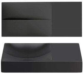 Clou Vale keramiek fontein 45x19x7cm voorbewerkt kraangat rechts Zwart mat CL/03.30162.R