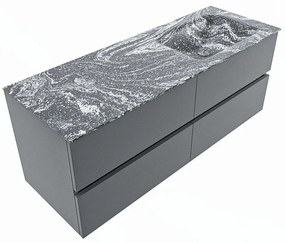 Mondiaz Vica DLux badmeubel 130cm plata 4 lades met wastafel lava rechts zonder kraangat