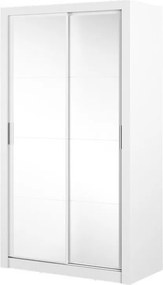 Kledingkast Fresno 121, Wit, 215x120x60cm, Kledingkast deuren: Schuivend, Aantal planken: 5, Aantal planken: 5