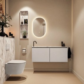 Mondiaz Ture DLux toiletmeubel 120cm linen met wastafel glace links met kraangat