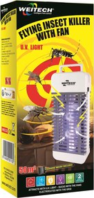Weitech Insectenlamp met 2 aanzuigventilatoren - 50 m² - UV (WK0116) - tegen muggen, vliegen en motten