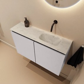 Mondiaz Ture DLux toiletmeubel 80cm cale met wastafel opalo rechts zonder kraangat