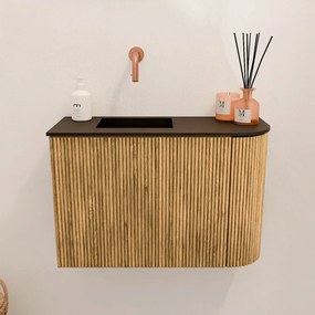 Mondiaz Joya 60cm toiletmeubel ronding rechts oak met wastafel faye links zonder kraangat urban