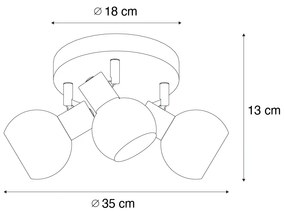 PlafondSpot / Opbouwspot / Plafondspot goud met opaal glas 3-lichts verstelbaar - Anouk Art Deco E14 rond Binnenverlichting Lamp